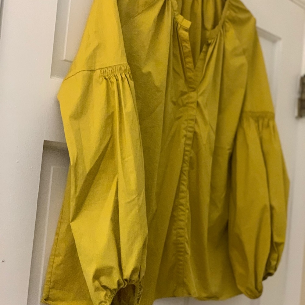 Zara Woman Mustard Yellow Puff Sleeve Blouse